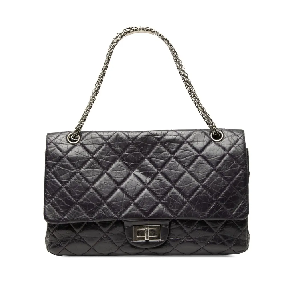 Chanel Quilted Aged Calfskin Reissue 2.55 Double Flap 227 Purple Leather Very good - Front View