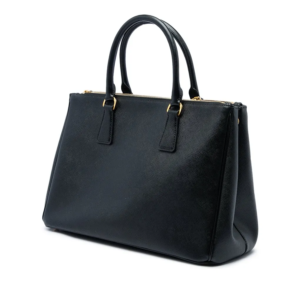 Prada Large Saffiano Lux Galleria Double Zip Satchel Black Leather Very good - Back View