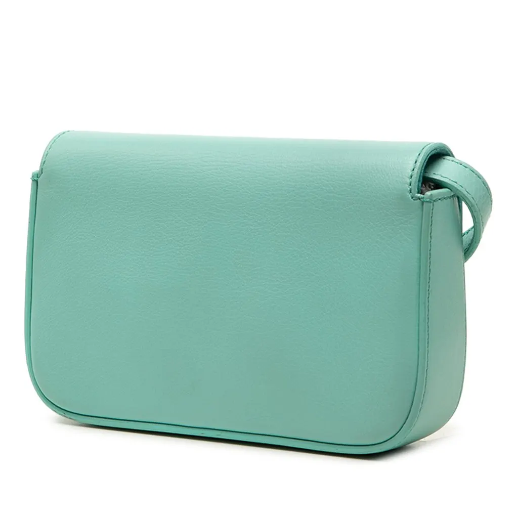 Fendi Mini Calfskin 3Baguette Crossbody Green Leather Very good - Back View