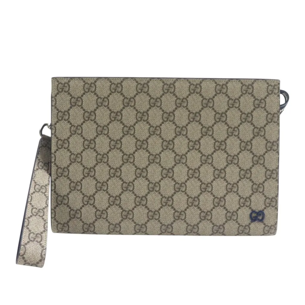 Gucci Medium Bicolor GG Supreme Pouch Beige Very good - Front View