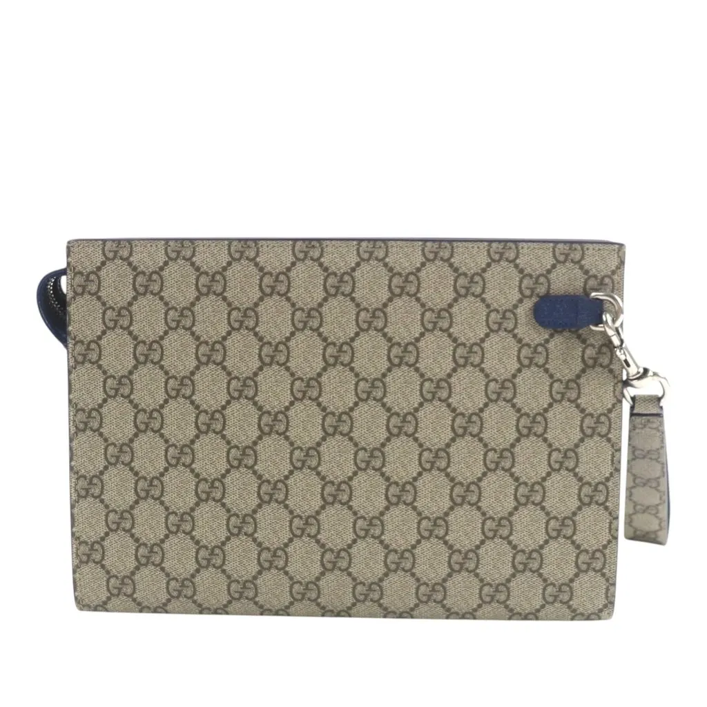 Gucci Medium Bicolor GG Supreme Pouch Beige Very good - Back View