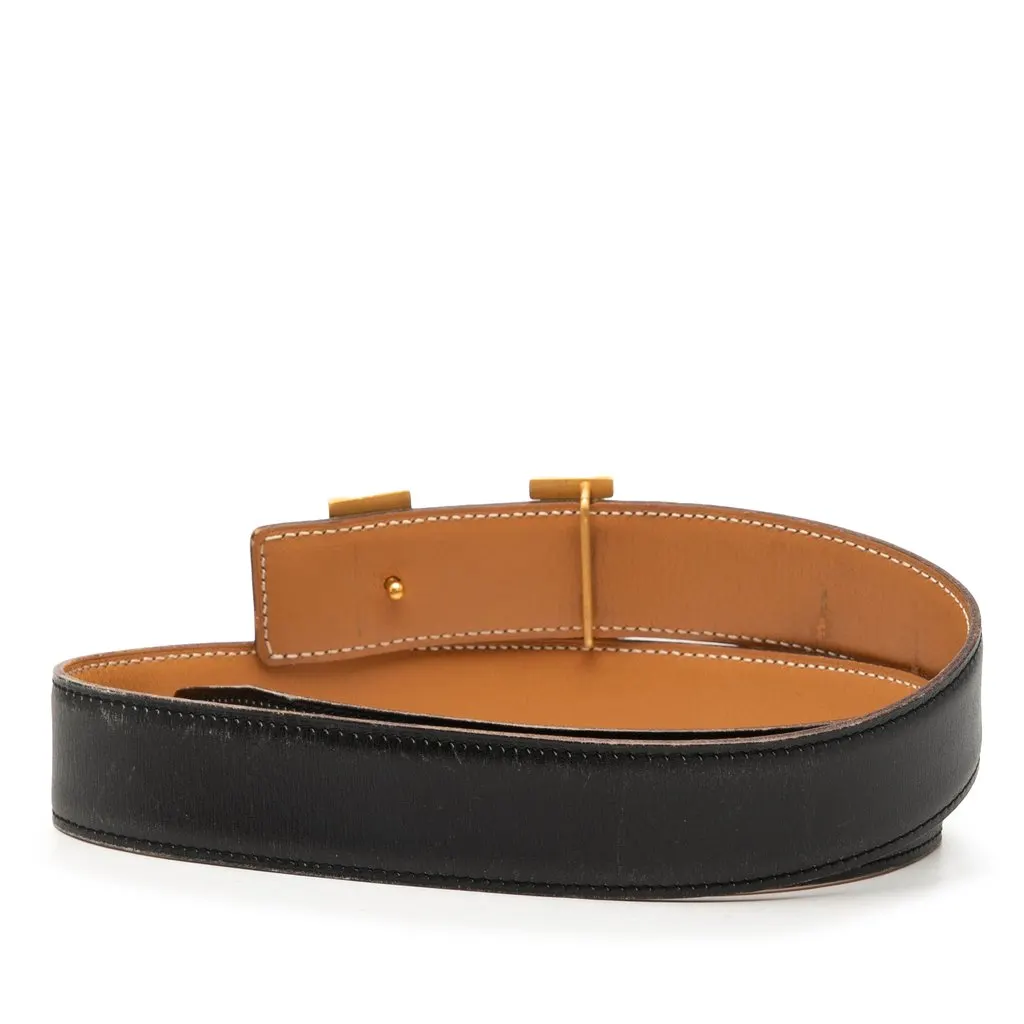 Hermès Box Calf Constance H Reversible Belt Black Leather Very good - Inside View