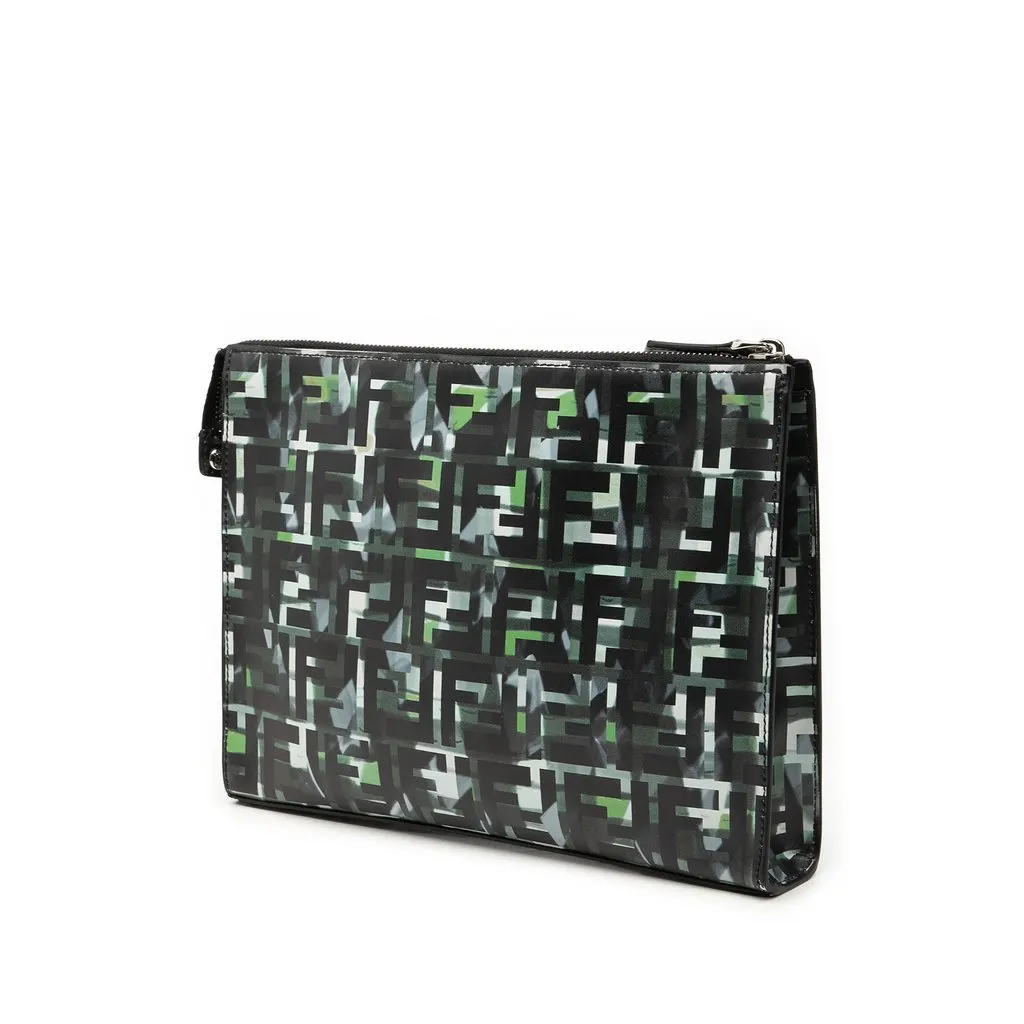 Fendi FF 1974 Nylon Camouflage Clutch Black Very good - Back View
