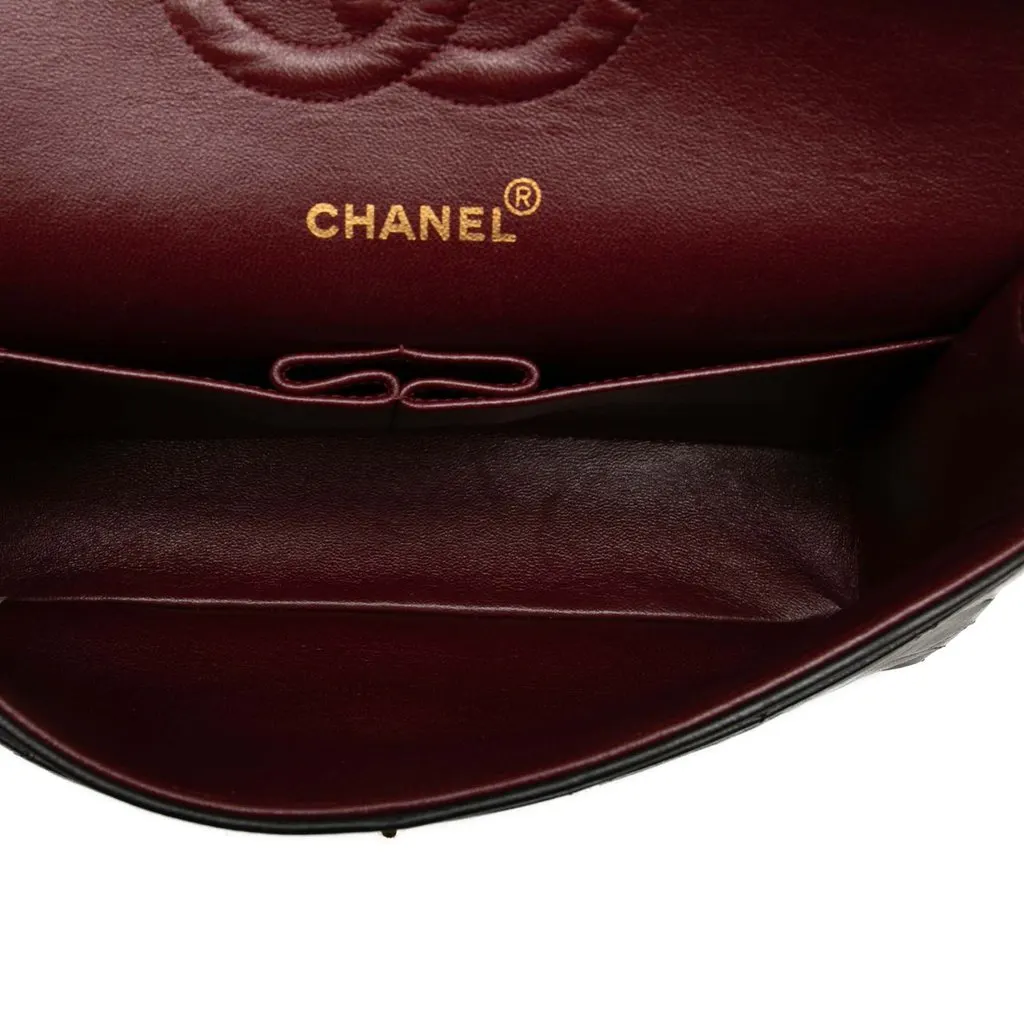 Chanel Medium Classic Lambskin Double Flap Black Leather Very good - Model View