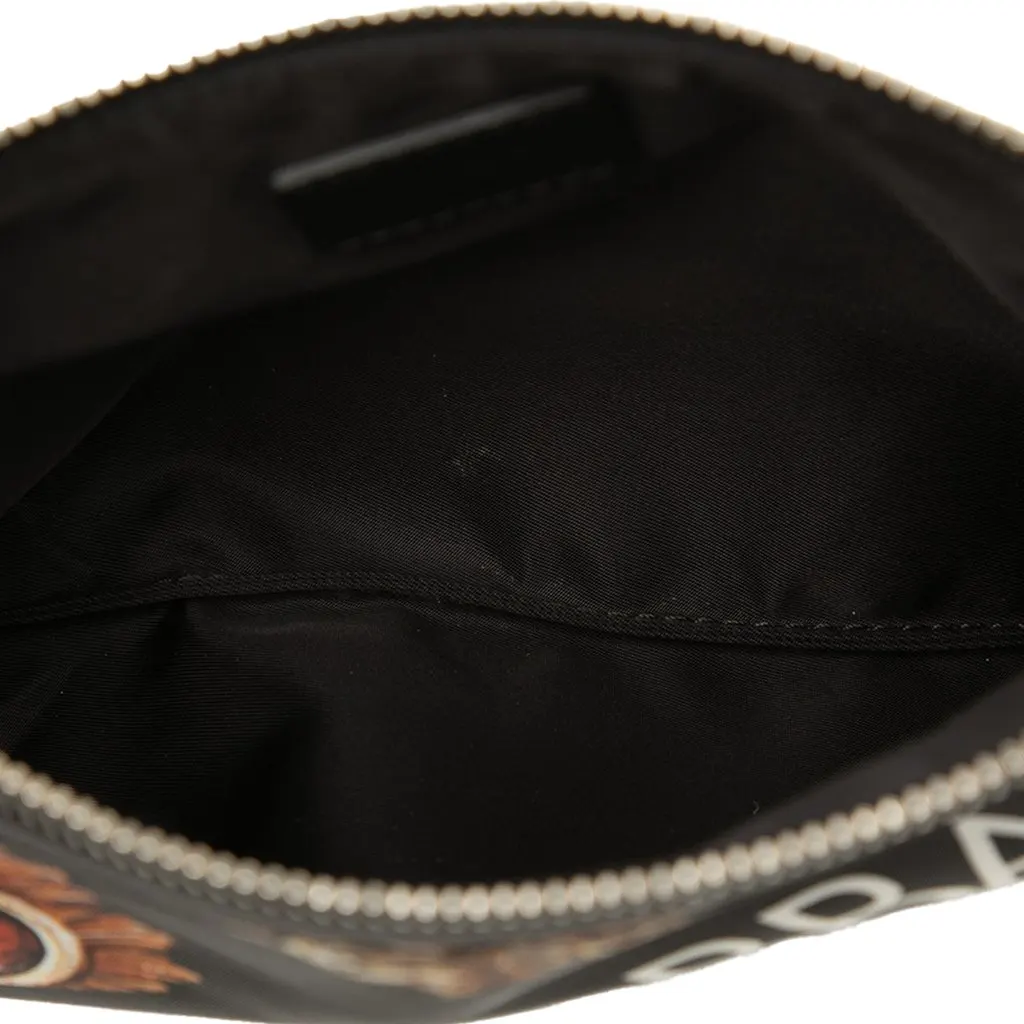 Dolce & Gabbana Nylon King of Hearts Playing Card Clutch Black Polyamide Very good - Model View