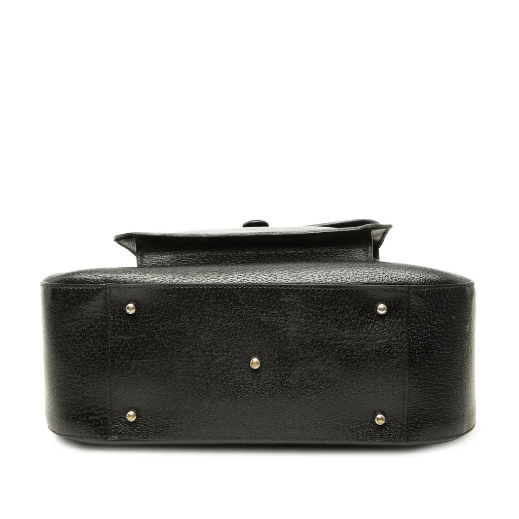 Gucci Medium Pigskin Leather Metal Ring Top Handle Bag Black Leather Good - Inside View