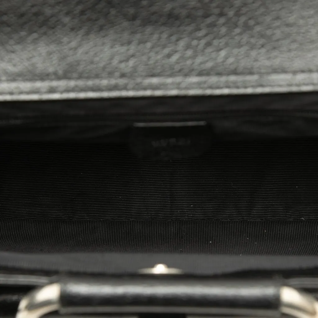 Gucci Medium Pigskin Leather Metal Ring Top Handle Bag Black Leather Good - Model View