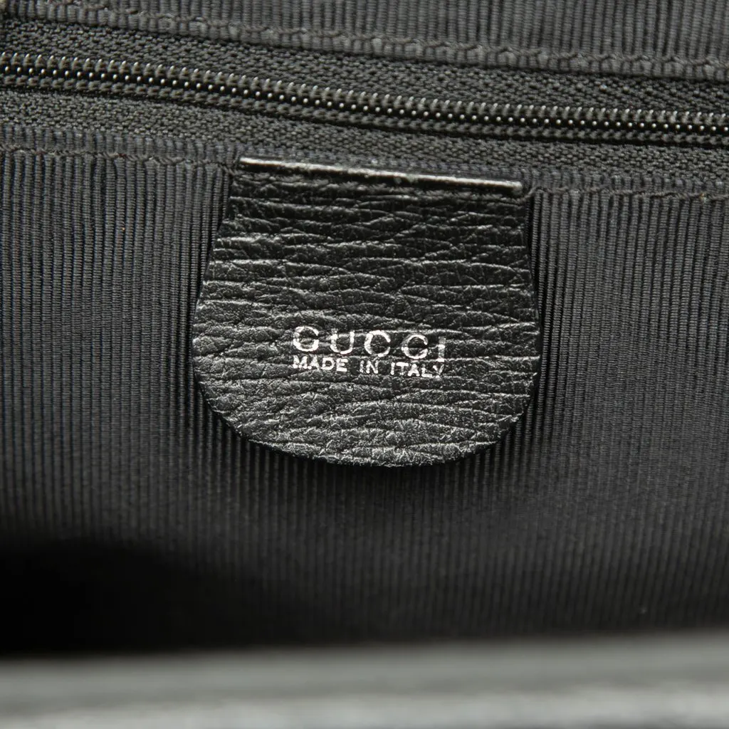 Gucci Medium Pigskin Leather Metal Ring Top Handle Bag Black Leather Good - Box View