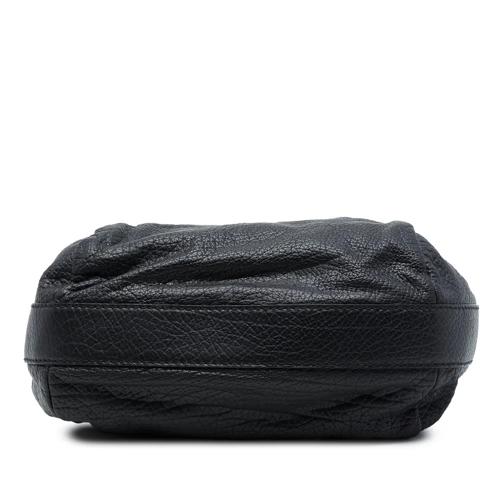 Gucci Calfskin Bamboo Shoulder Bag Black Leather Very good - Inside View