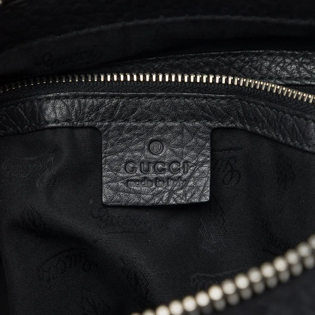Gucci Calfskin Bamboo Shoulder Bag Black Leather Very good - Box View