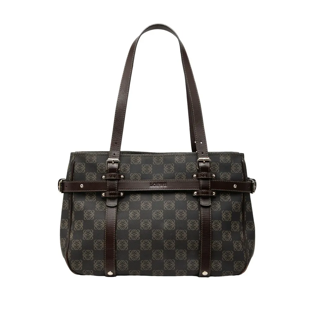 Loewe Anagram Coated Canvas Tote Brown Canvas Good - Front View