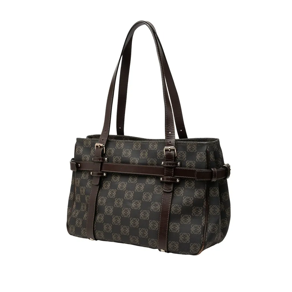 Loewe Anagram Coated Canvas Tote Brown Canvas Good - Back View