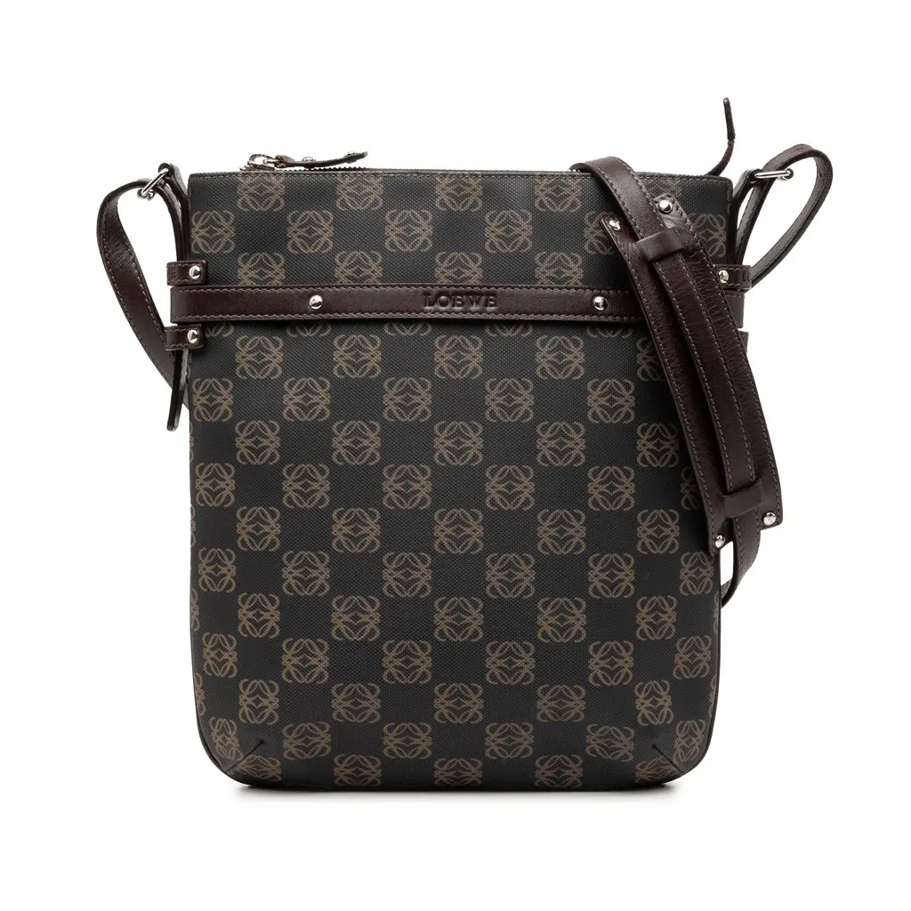 LOEWE Anagram Coated Canvas Crossbody Brown Very good - Front View
