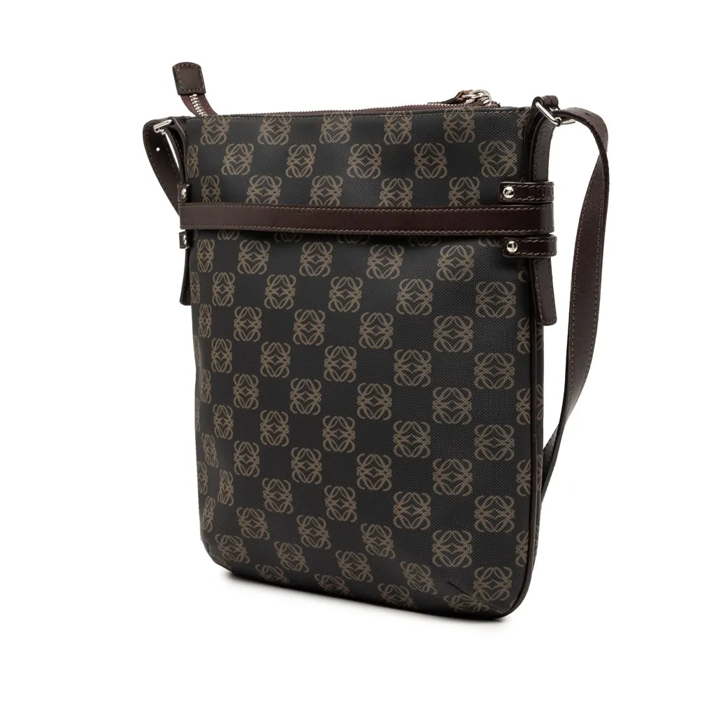 LOEWE Anagram Coated Canvas Crossbody Brown Very good - Back View