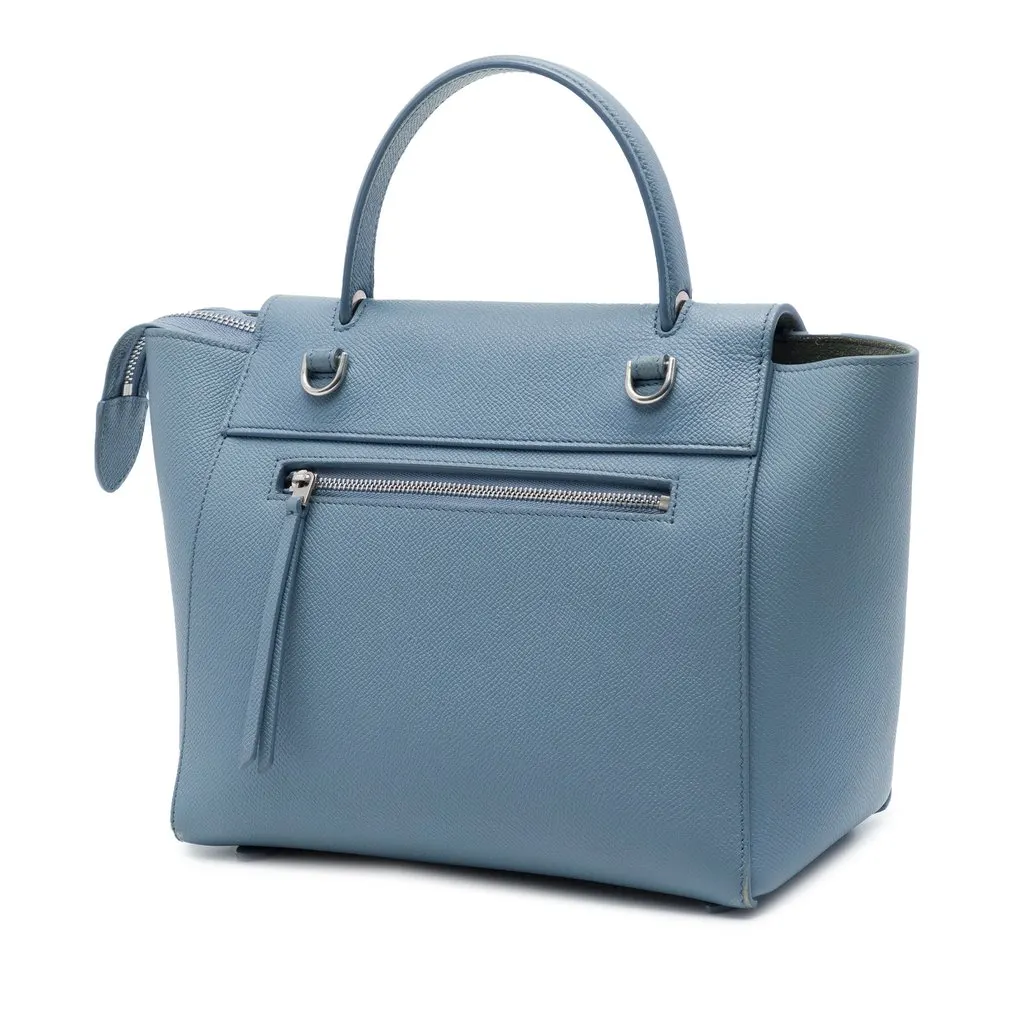 Celine Micro Grained Calfskin Belt Bag Blue Leather Very good - Back View