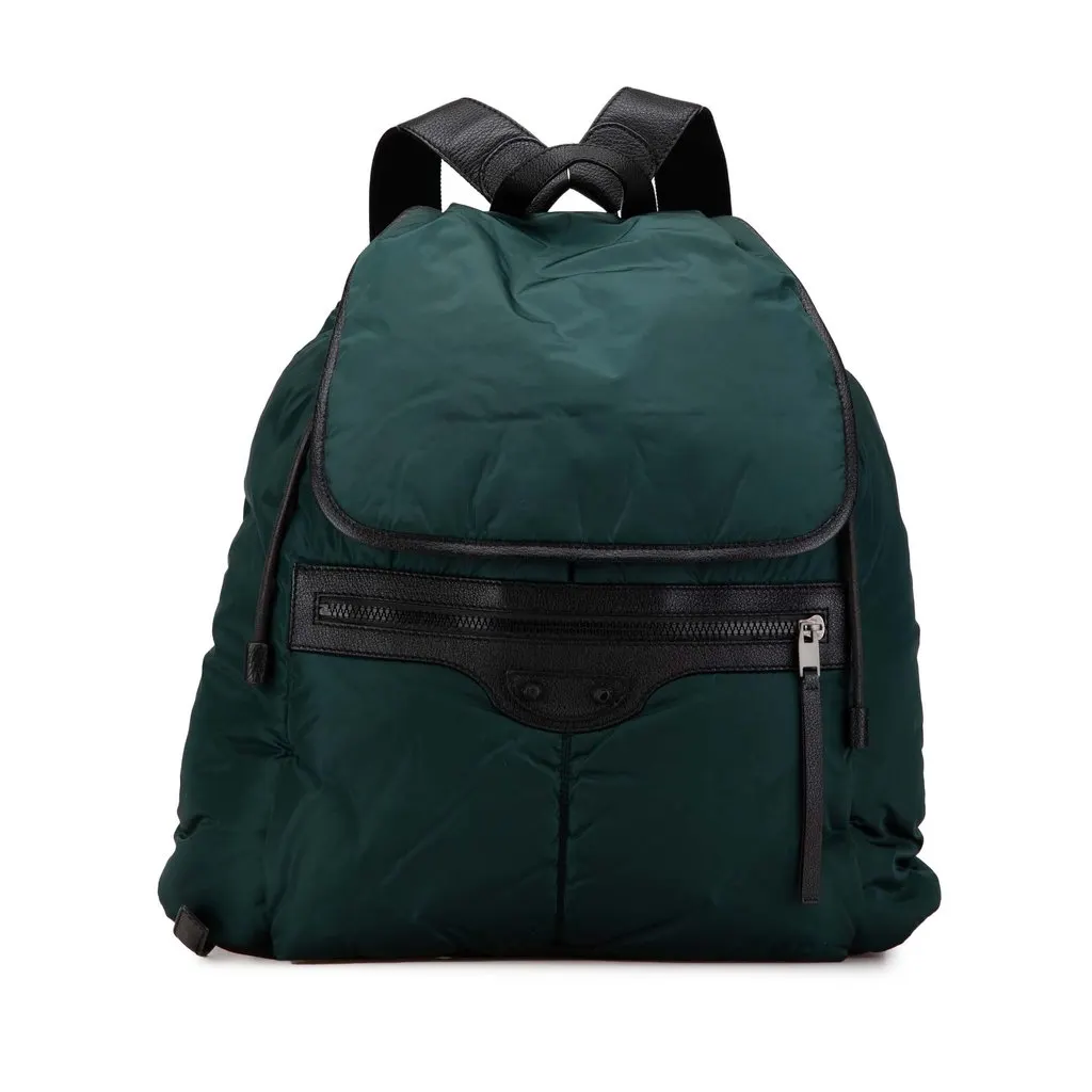 Balenciaga Nylon Motocross Classic Traveler Backpack Green Polyamide Good - Front View