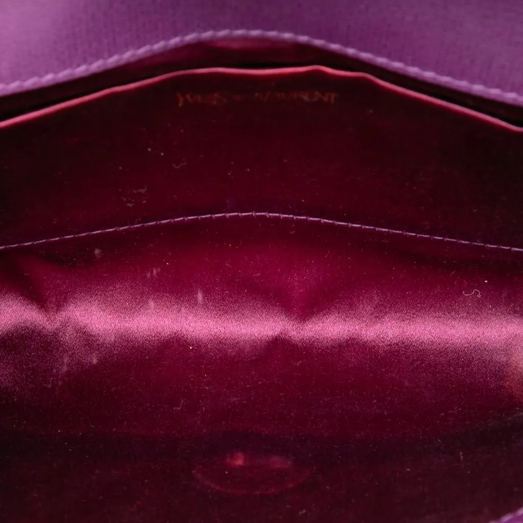Saint Laurent Textured Leather Chyc Ligne Clutch Purple Leather Good - Model View