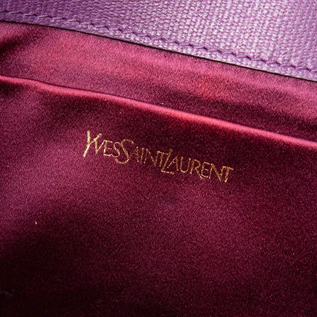 Saint Laurent Textured Leather Chyc Ligne Clutch Purple Leather Good - Box View