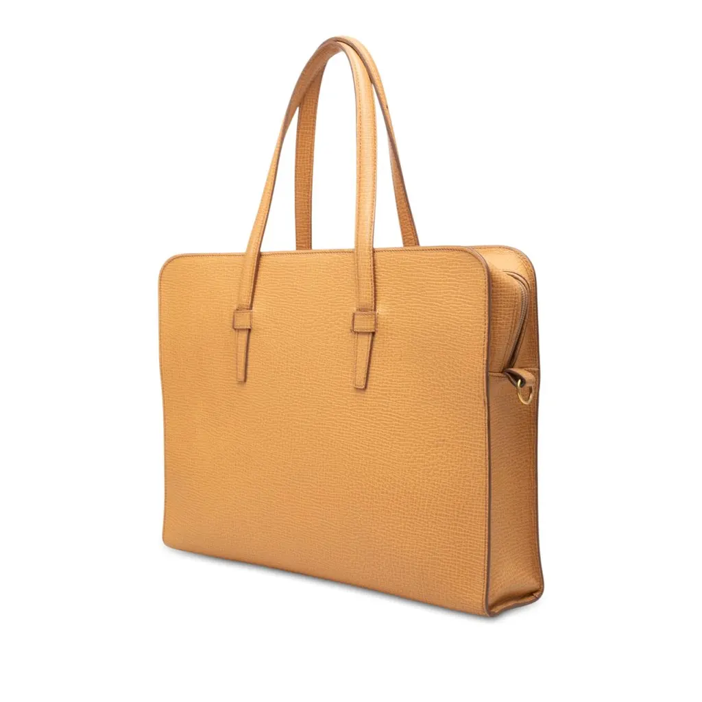 Loewe Textured Leather Business Bag Brown Leather Good - Back View
