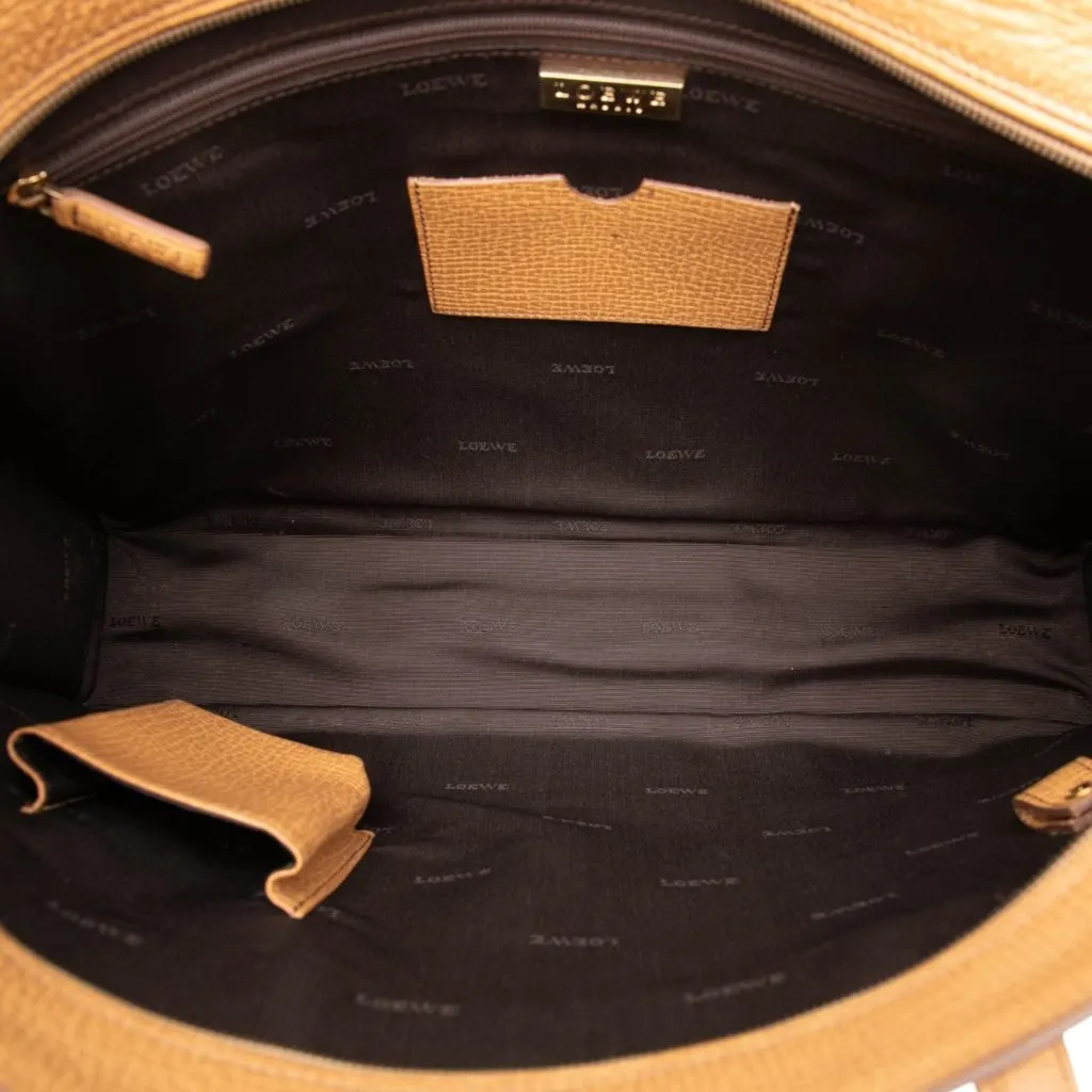 Loewe Textured Leather Business Bag Brown Leather Good - Model View