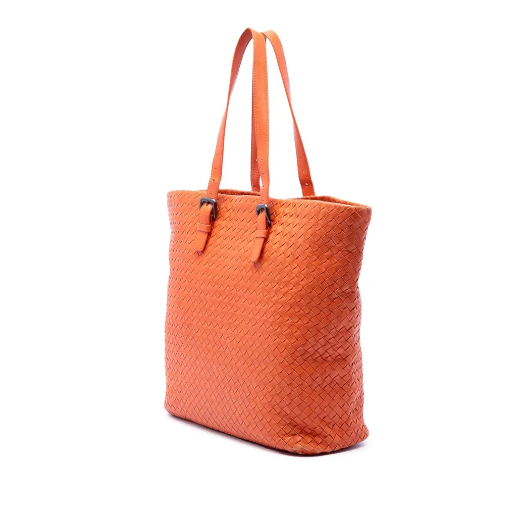 Bottega Veneta Nappa Intrecciato Belt Strap Tote Orange Leather Very good - Back View