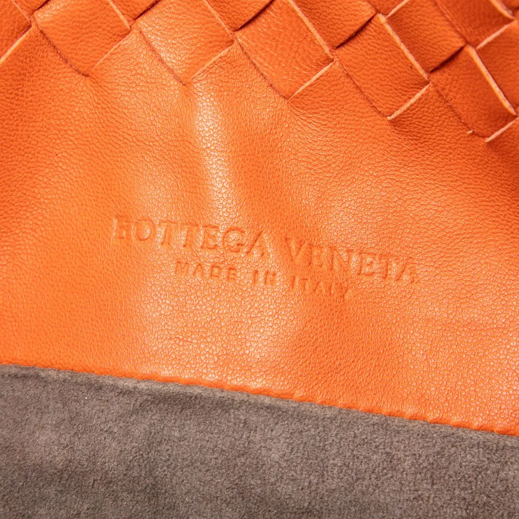 Bottega Veneta Nappa Intrecciato Belt Strap Tote Orange Leather Very good - Box View