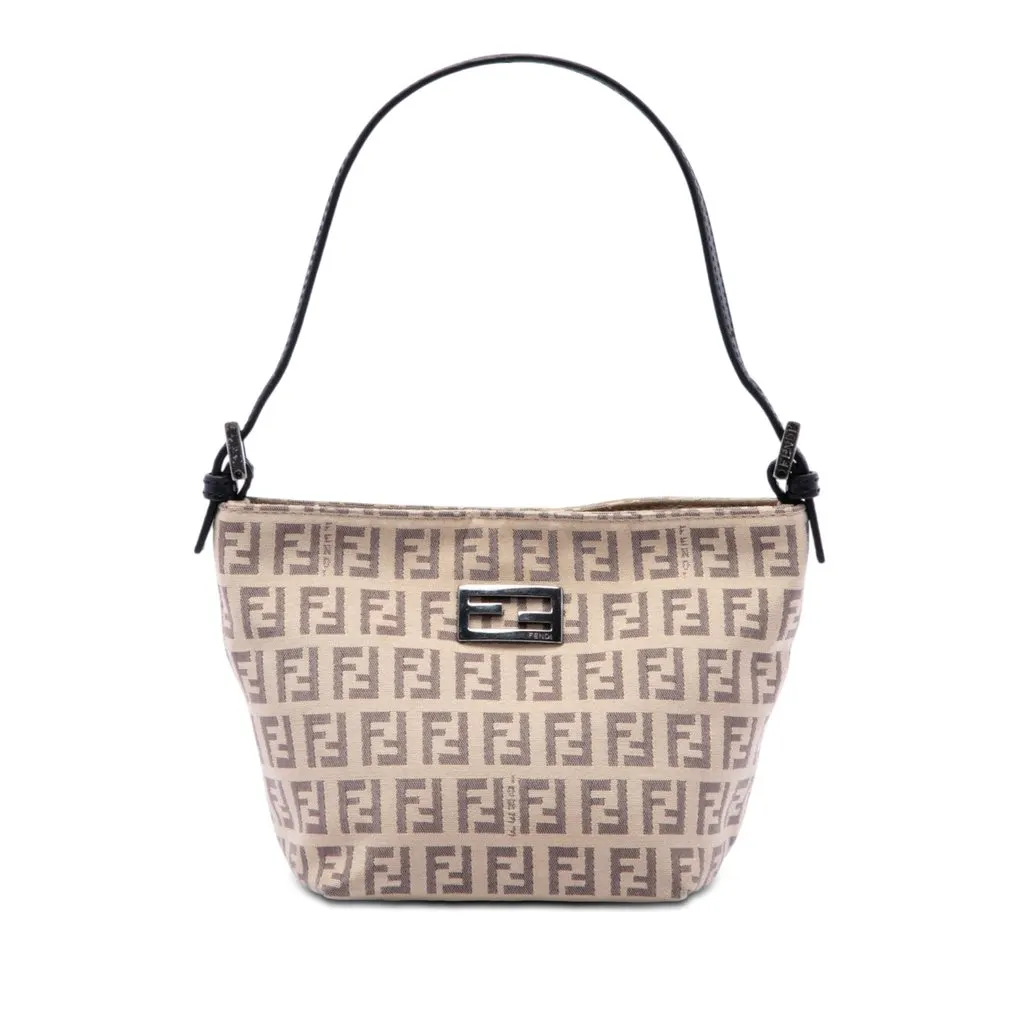 Fendi Zucchino Canvas Handbag Brown Very good - Front View