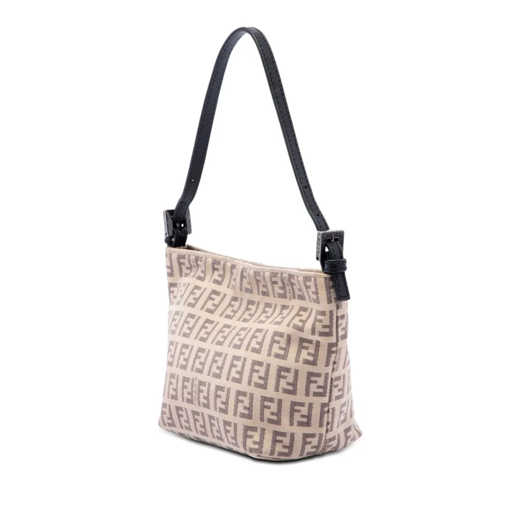 Fendi Zucchino Canvas Handbag Brown Very good - Back View