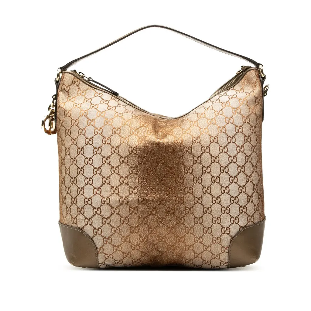 Gucci GG Lurex Heart Bit Shoulder Bag Brown Very good - Front View