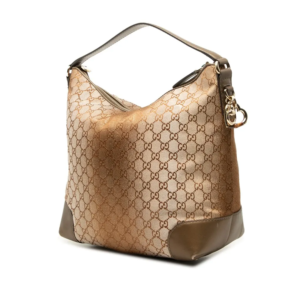 Gucci GG Lurex Heart Bit Shoulder Bag Brown Very good - Back View