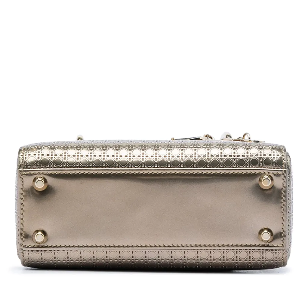 Dior Mini Metallic Patent Microcannage Lady Dior Gold Leather Very good - Inside View