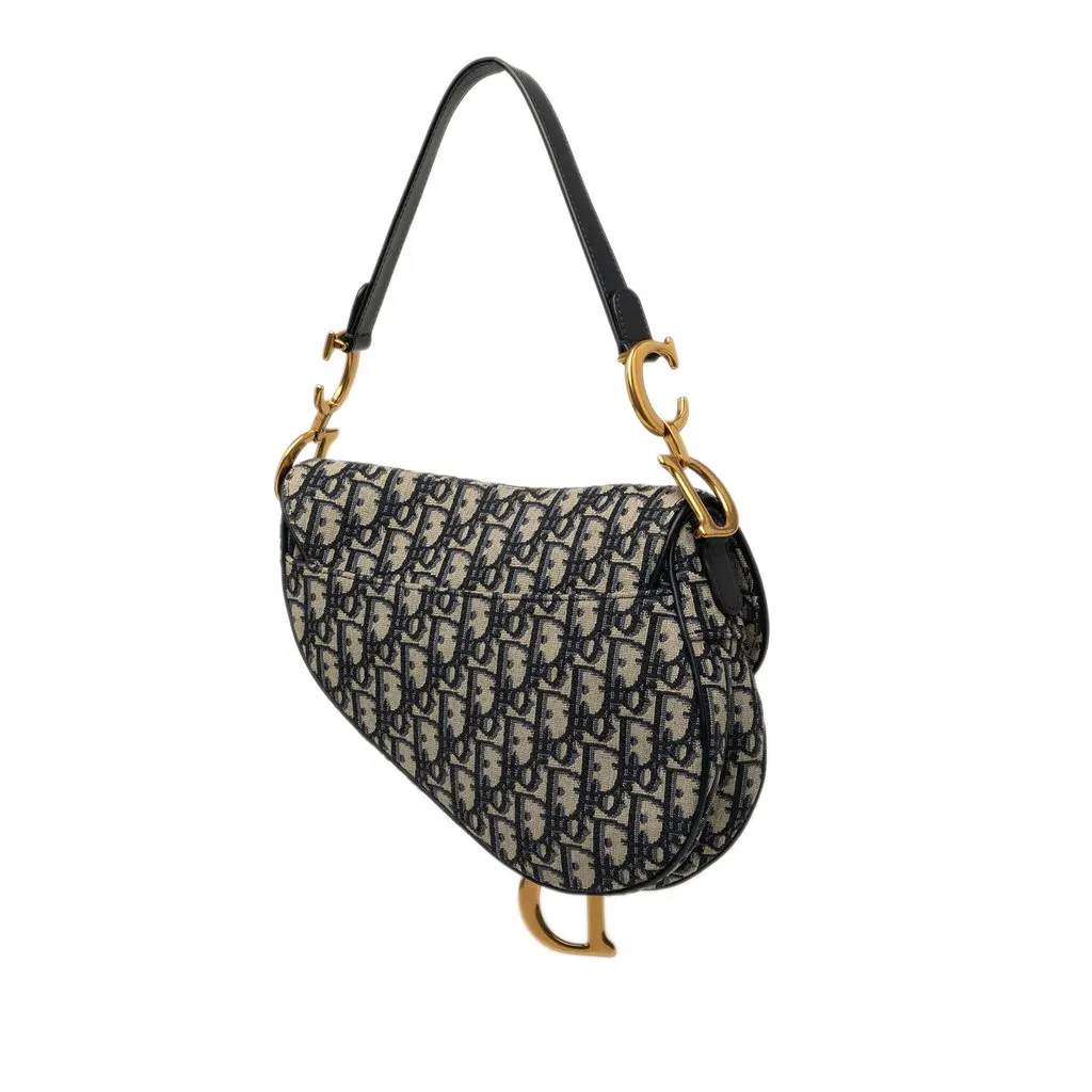 Dior Oblique Canvas Saddle Bag Blue Canvas Very good - Back View