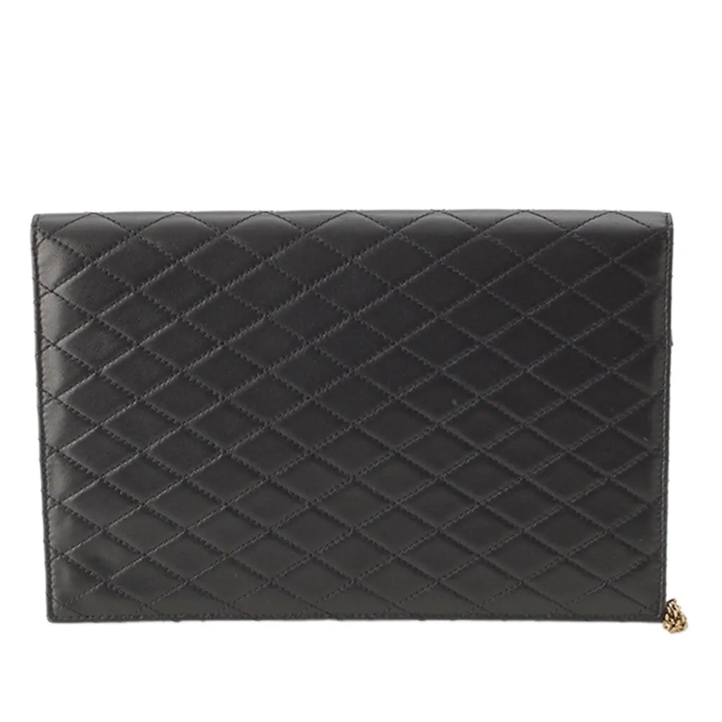 Saint Laurent Matelasse Lambskin Gaby Double Flap Chain Clutch Black Leather Very good - Inside View