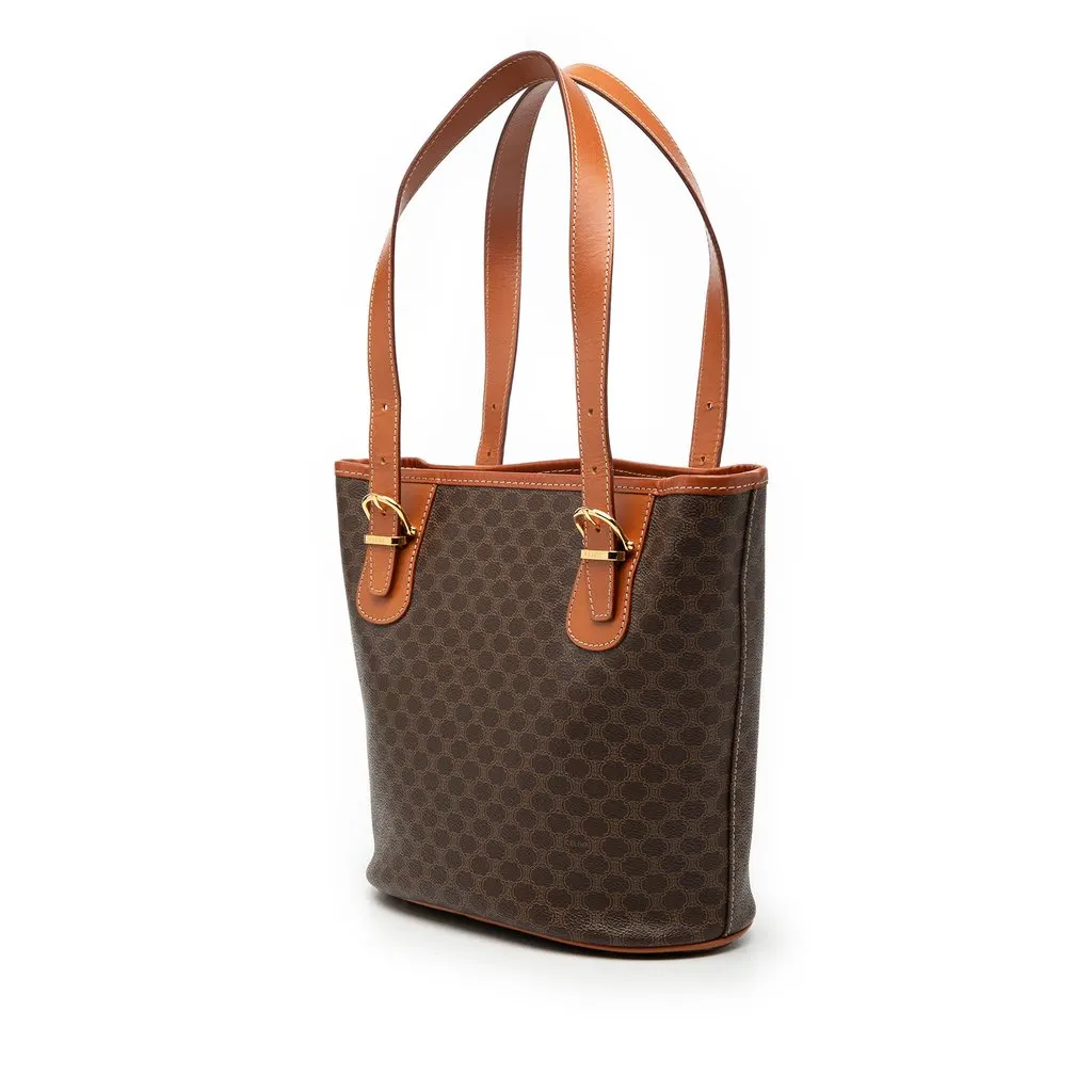 Celine Macadam Coated Canvas Tote Brown Very good - Back View