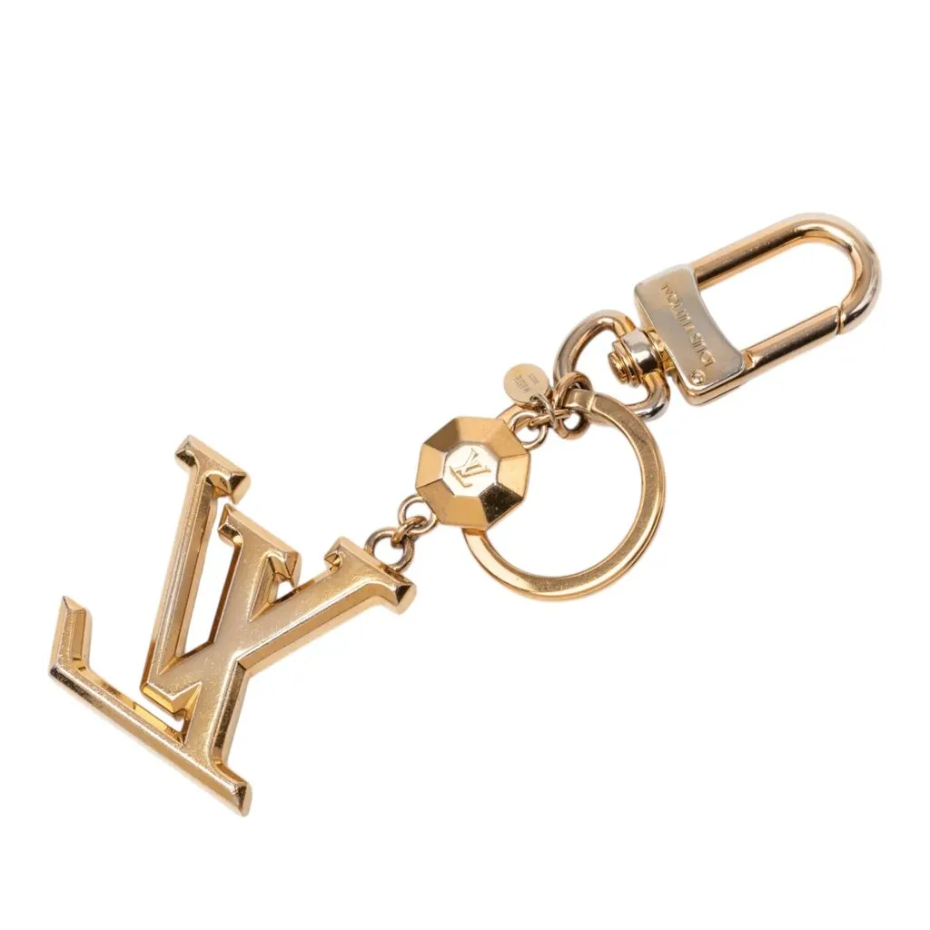 Louis Vuitton Gold Plated LV Facettes Bag Charm and Key Holder Gold Metal Very good - Back View