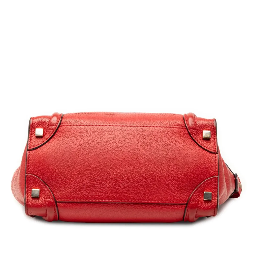 Celine Micro Calfskin Luggage Tote Red Leather Good - Inside View