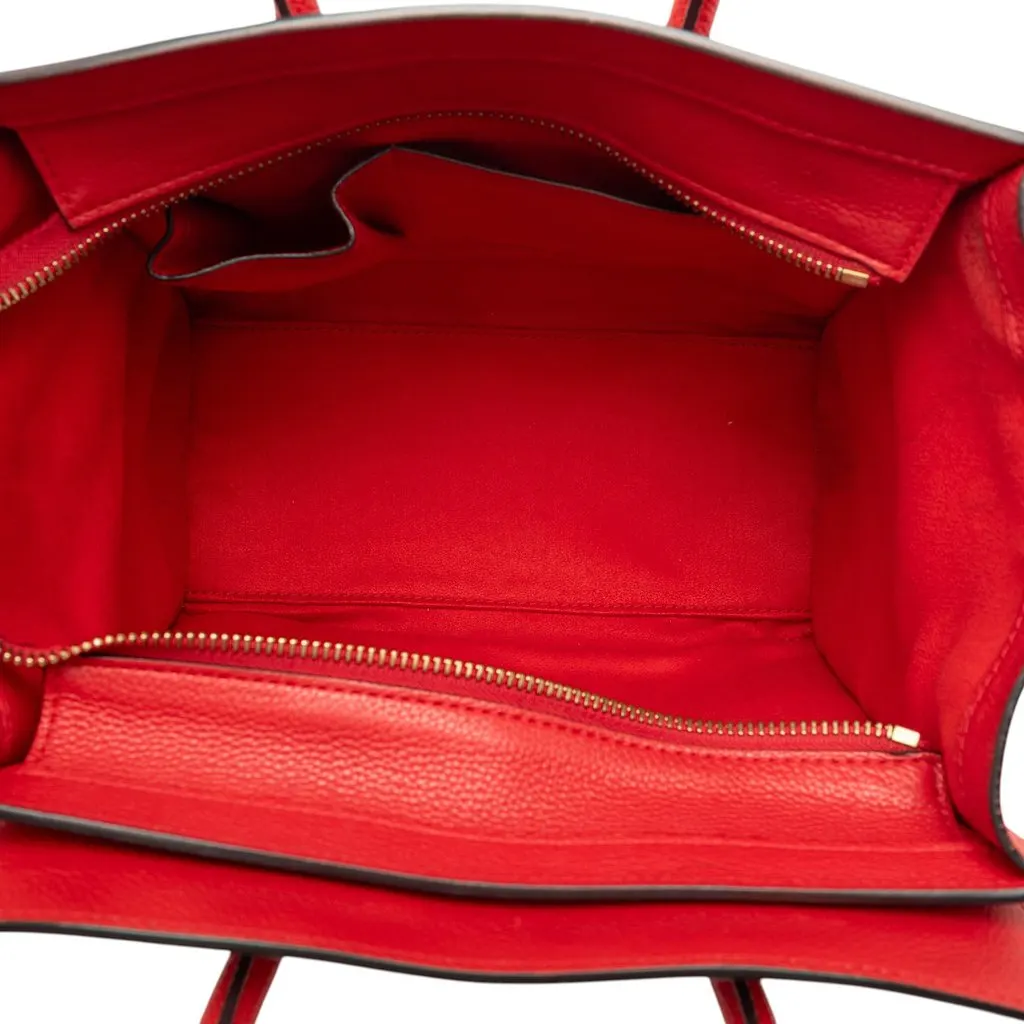 Celine Micro Calfskin Luggage Tote Red Leather Good - Model View