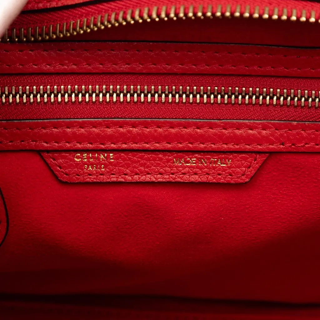 Celine Micro Calfskin Luggage Tote Red Leather Good - Box View