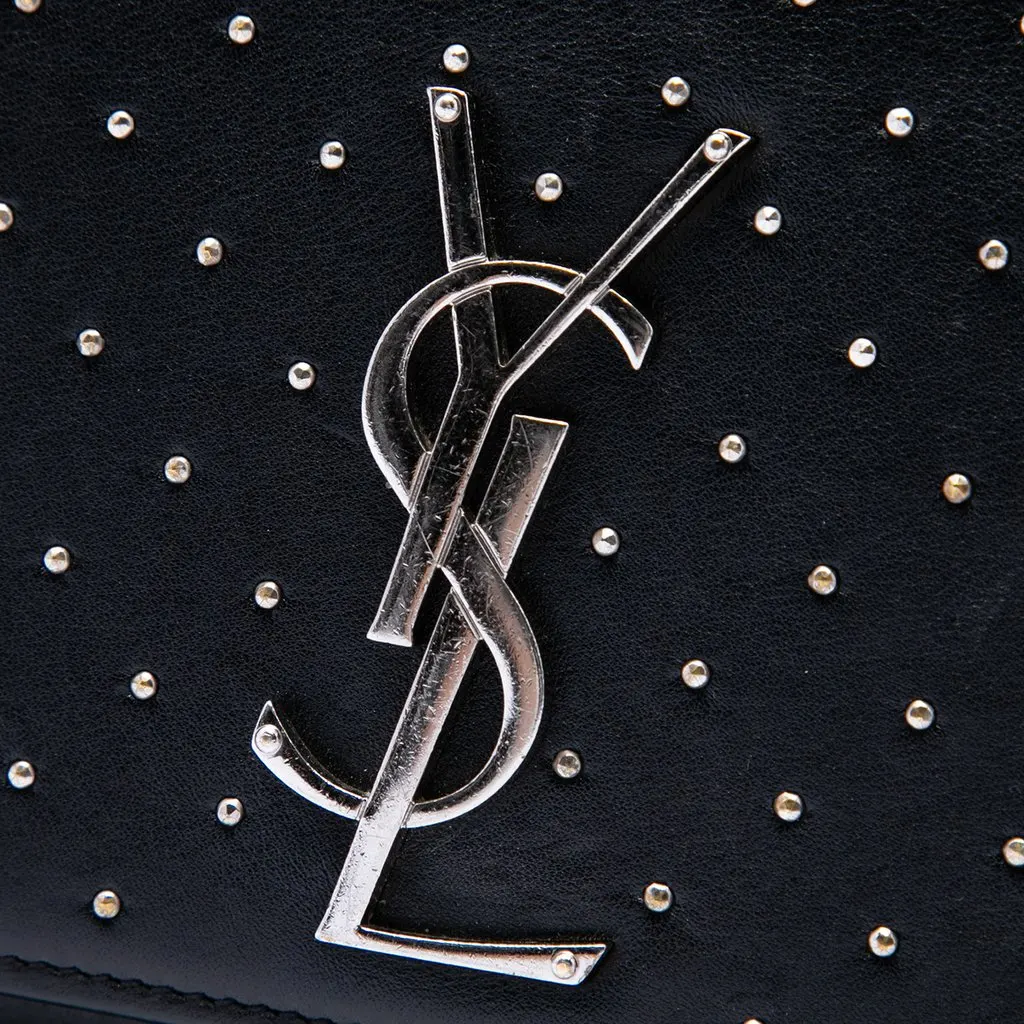 Saint Laurent Medium Studded Calfskin Monogram Kate Crossbody Black Leather Very good - Box View