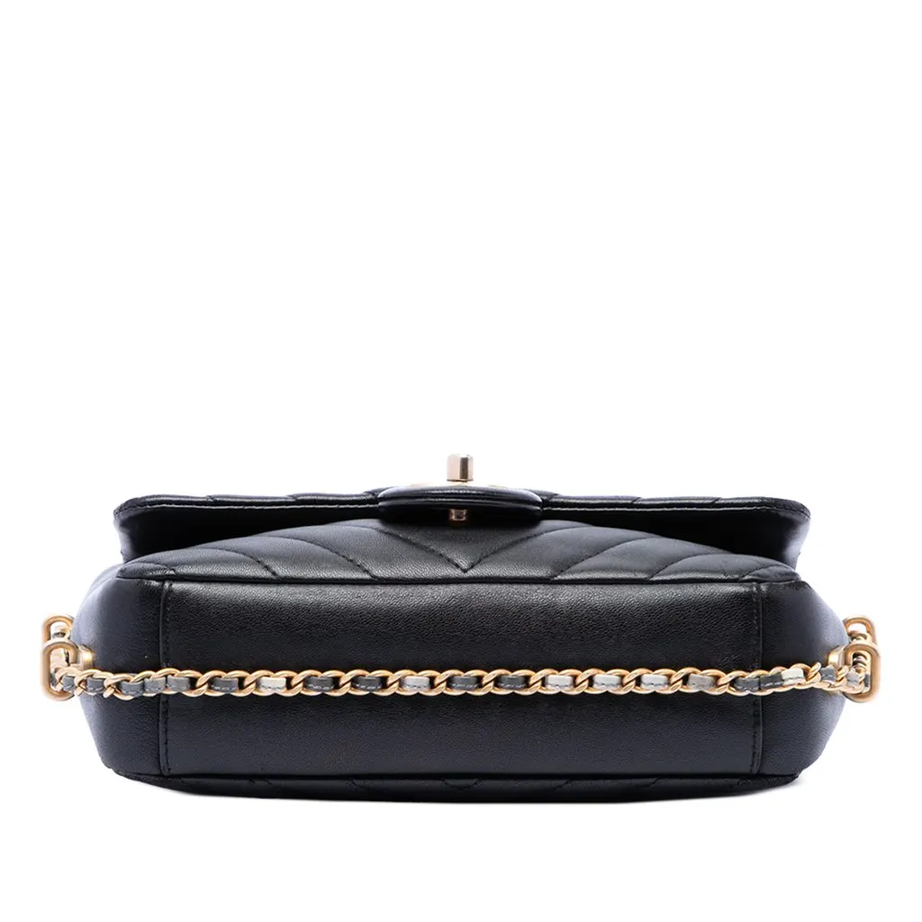 Chanel Mini Rectangular Chevron Lambskin Chain Around Flap Black Leather Very good - Inside View