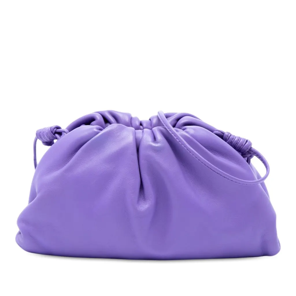 Bottega Veneta Lambskin The Mini Pouch Crossbody Purple Leather Very good - Front View