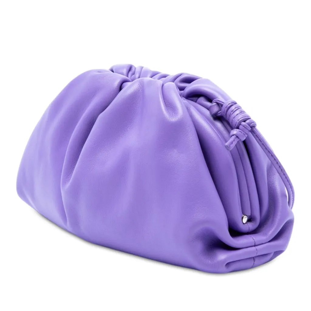 Bottega Veneta Lambskin The Mini Pouch Crossbody Purple Leather Very good - Back View