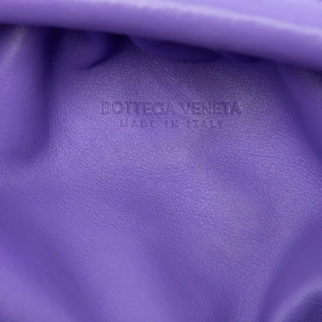 Bottega Veneta Lambskin The Mini Pouch Crossbody Purple Leather Very good - Box View