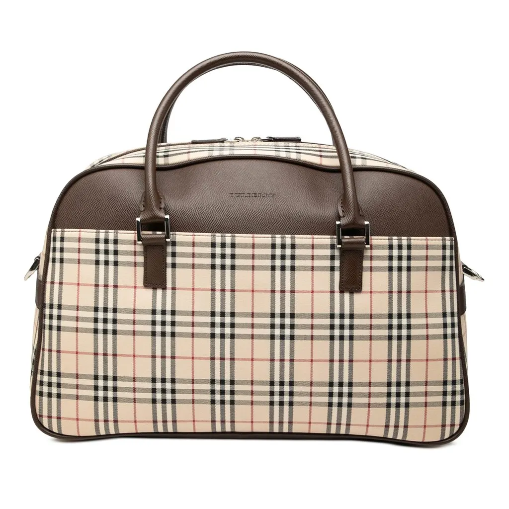 Burberry House Check Canvas Boston Bag Beige Canvas Very good - Front View