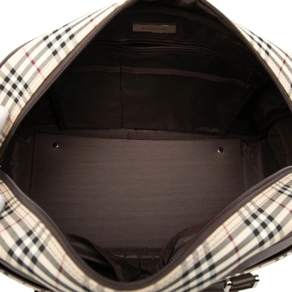 Burberry House Check Canvas Boston Bag Beige Canvas Very good - Model View