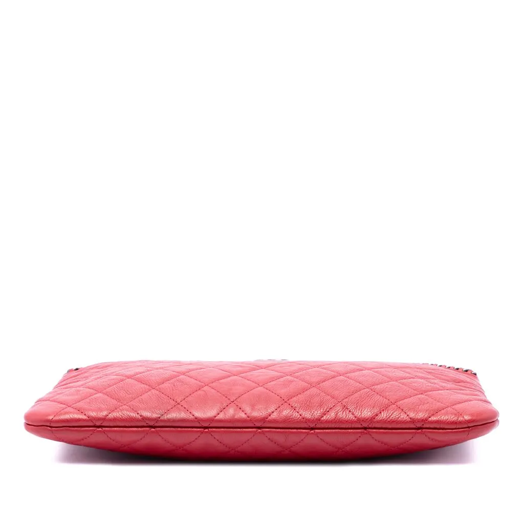 Chanel Medium Quilted Lambskin Chain Boy O Case Clutch Red Leather Very good - Inside View