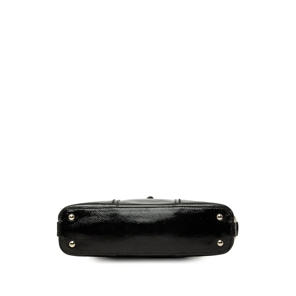 Saint Laurent Mini Crinkled Patent Muse Handbag Black Leather Good - Inside View