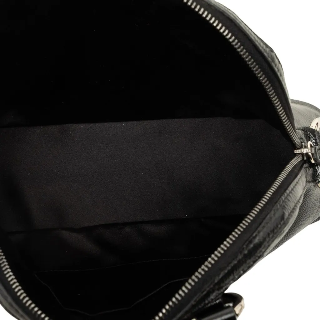 Saint Laurent Mini Crinkled Patent Muse Handbag Black Leather Good - Model View