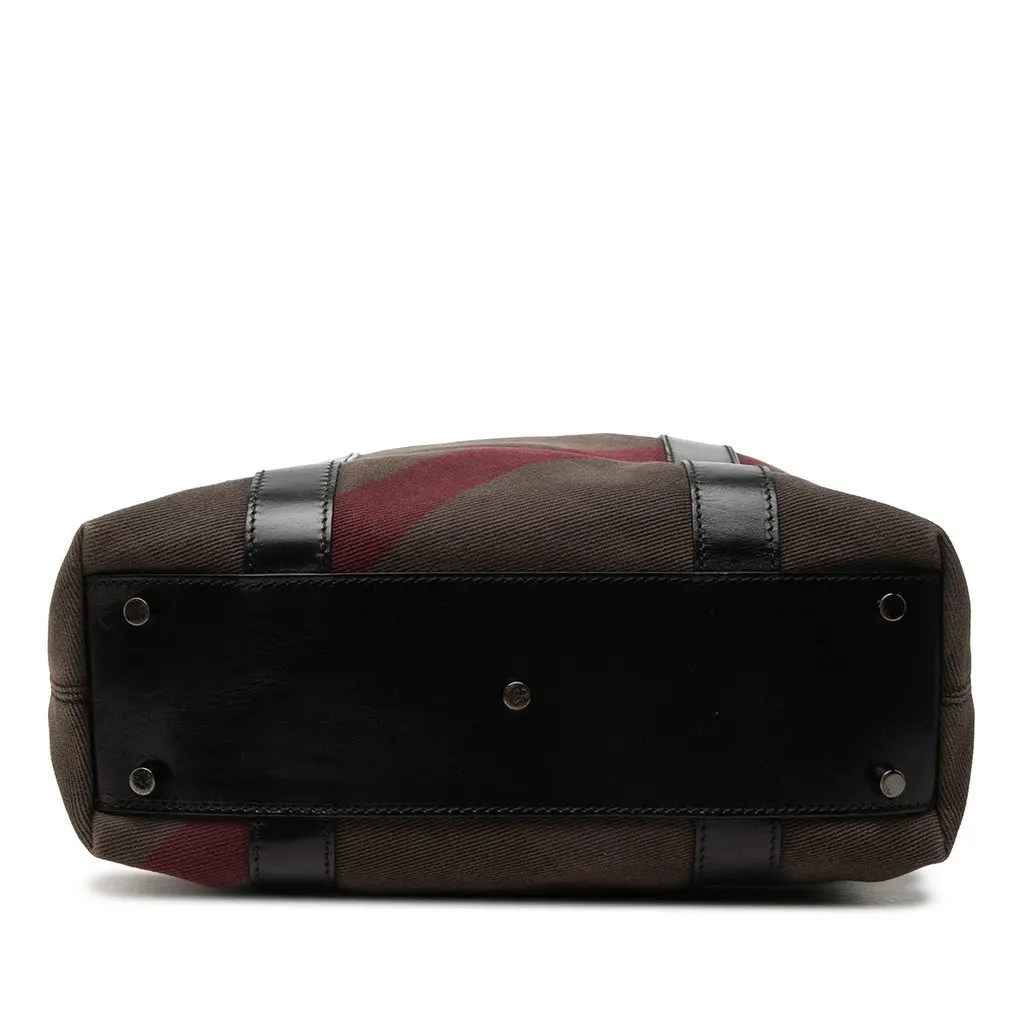 Burberry Mega Check Canvas Tote Brown Canvas Good - Inside View