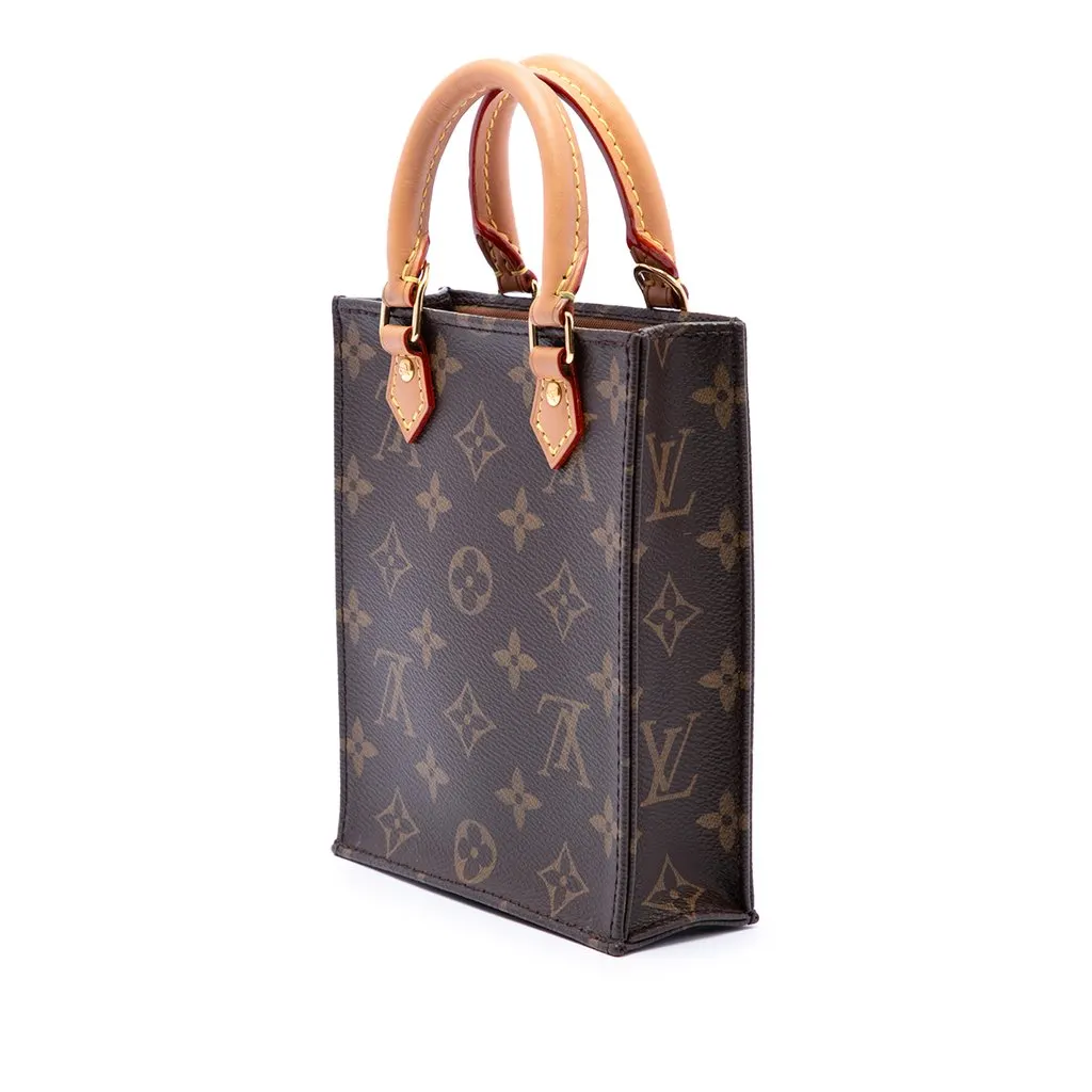 Louis Vuitton Monogram Petit Sac Plat Brown Canvas Good - Back View